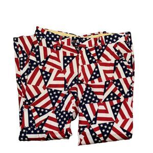Loudmouth Golf Pants Flags Patriotic Red White Blue Size 36x32